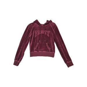 FENTY x Puma RHIANNA Women's Crop Pullover Hoodie Velour Maroon Small